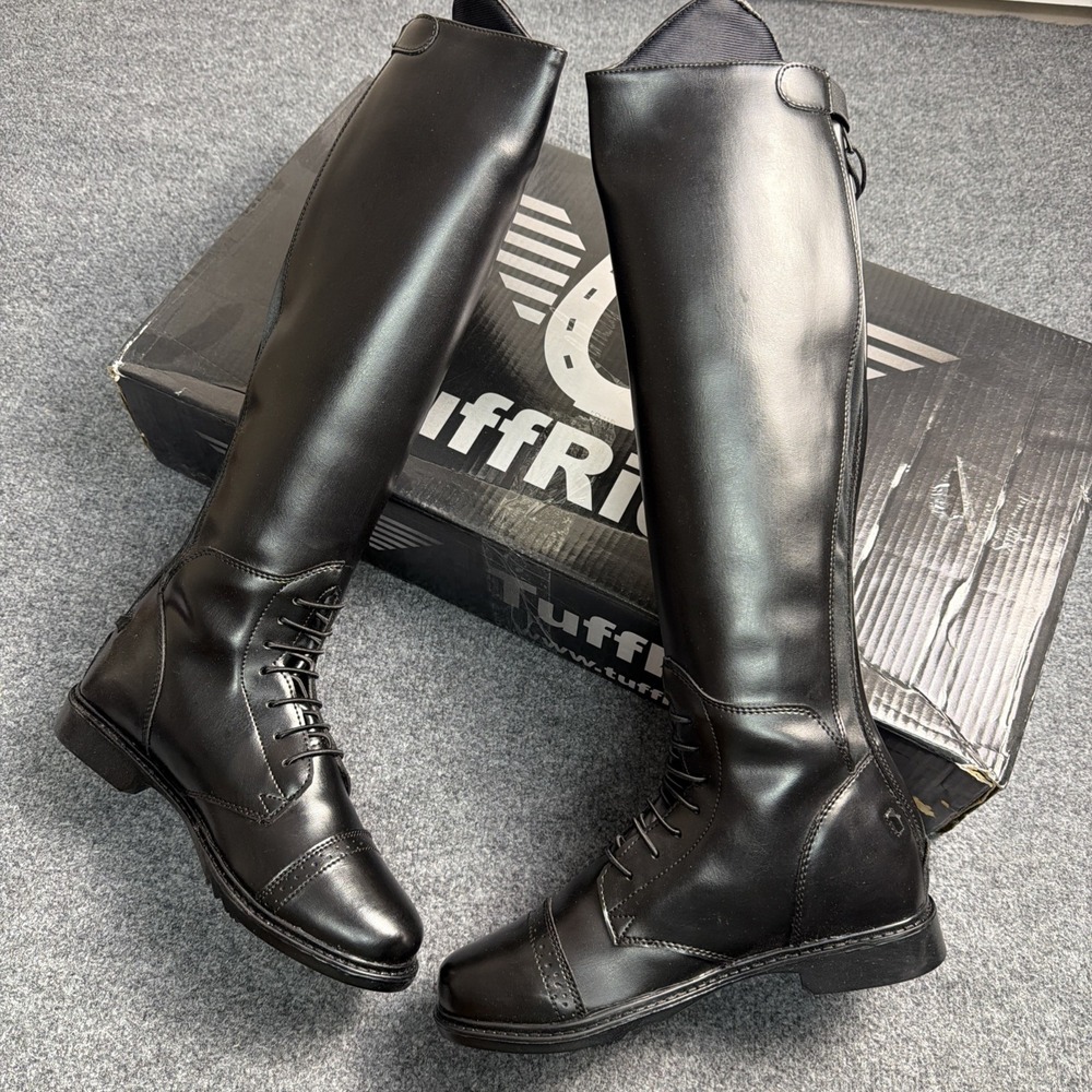 Tuffrider Womens Starter Back Zip Field Boots Synthetic Leather Size 9 slim
